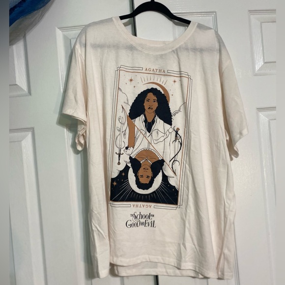 Women’s school of good & evil plus size short sleeve graphic T - cream- 3x - Picture 1 of 1